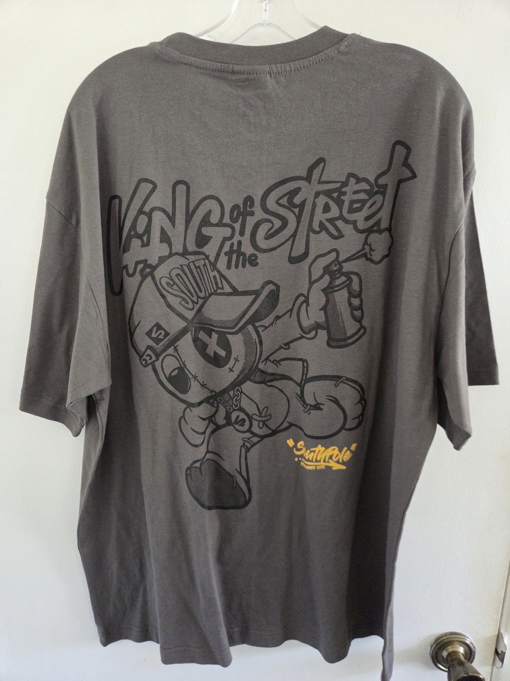 South Pole Men's Gray Graphic Short-Sleeve Tee with Yellow Logo